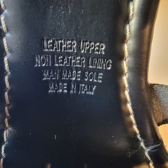 Anthropologie Silent D Italian Black Leather Wooden Fisherman Heels Sz 41 - Picture 11 of 11